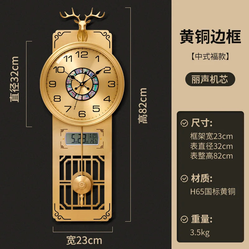 horloge murale moderne ornementale tête cerf salon horloge analogique motif animal ornement asiatique