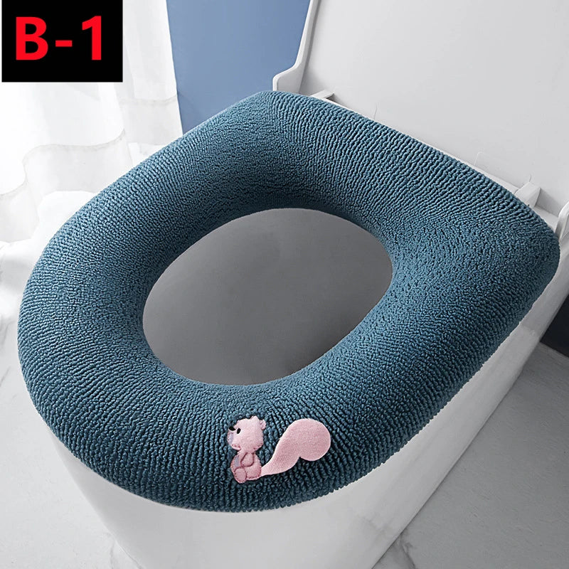 couvre siège toilette violet orange rose bleu microfibre douce adhésif motifs animaux écureuil castor
