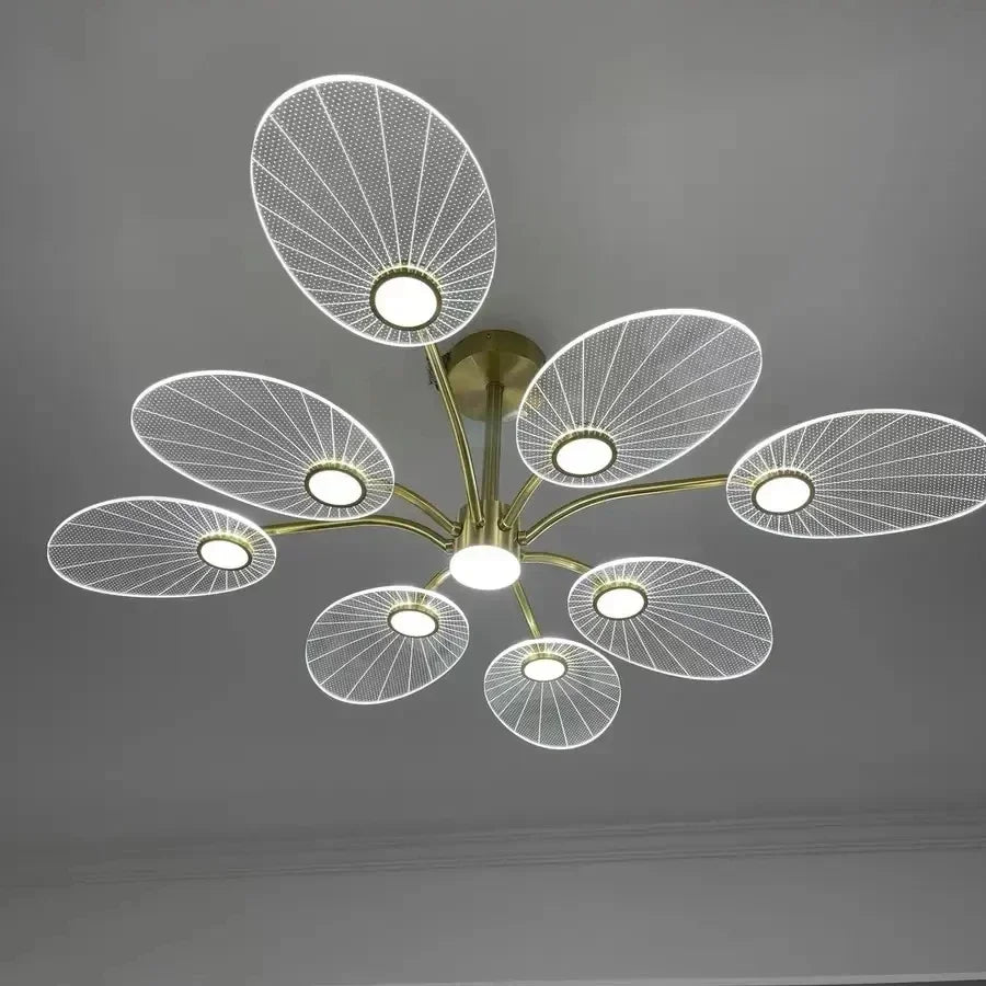 chandelier moderne suspension or blanc abat jour translucides ampoules led 10 lumièresversible
