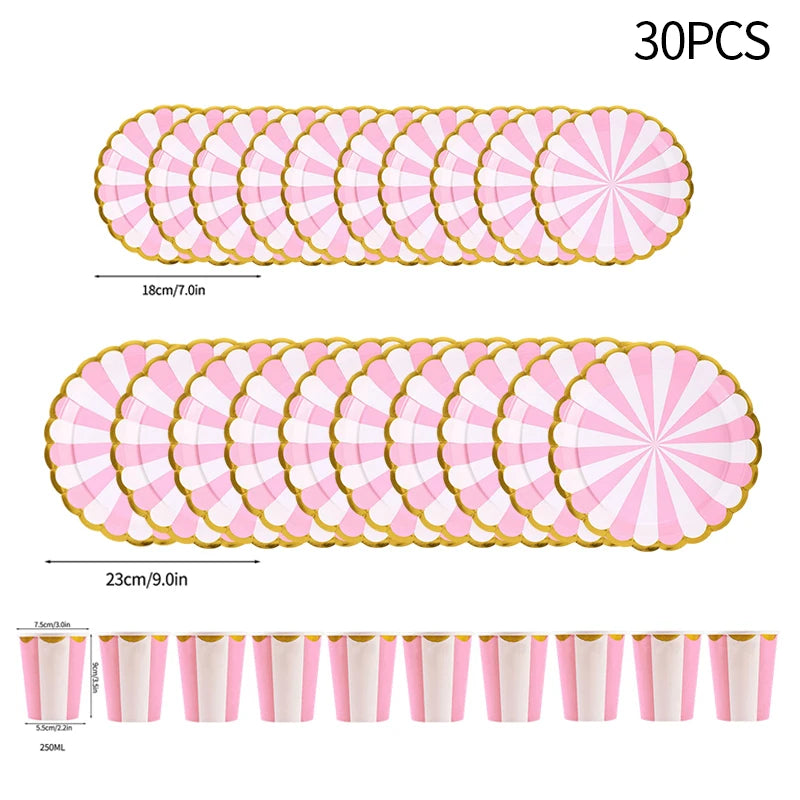 assiettes gobelets papier jetables motifs floraux fête anniversaire mariage décoration