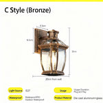 lampe murale extérieure hydrofuge bronze noir verre transparent classique fixations lumière led