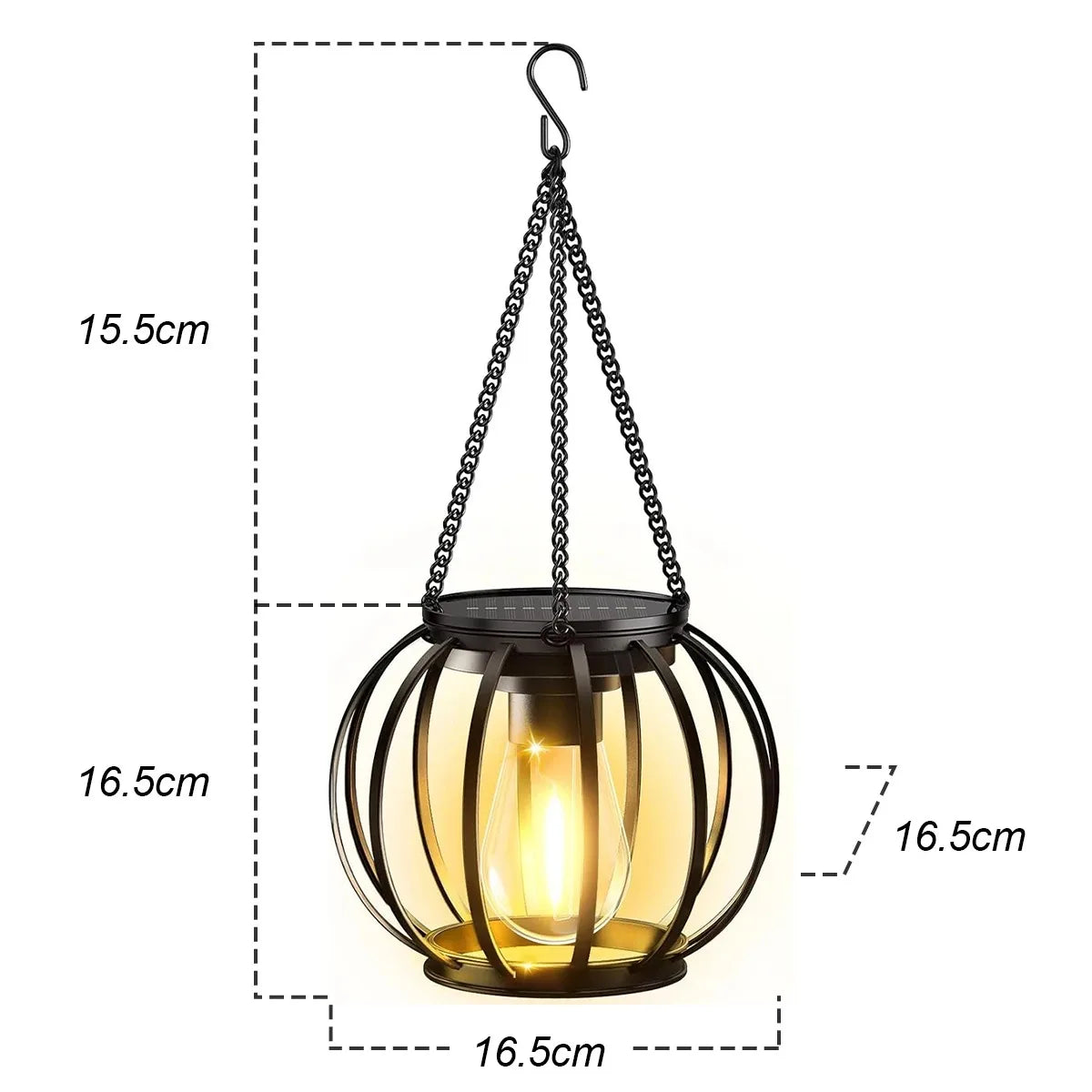 Lanterne solaire suspendue moderne papillons colorés chaîne métallique filet transparent patio jardinextérieur