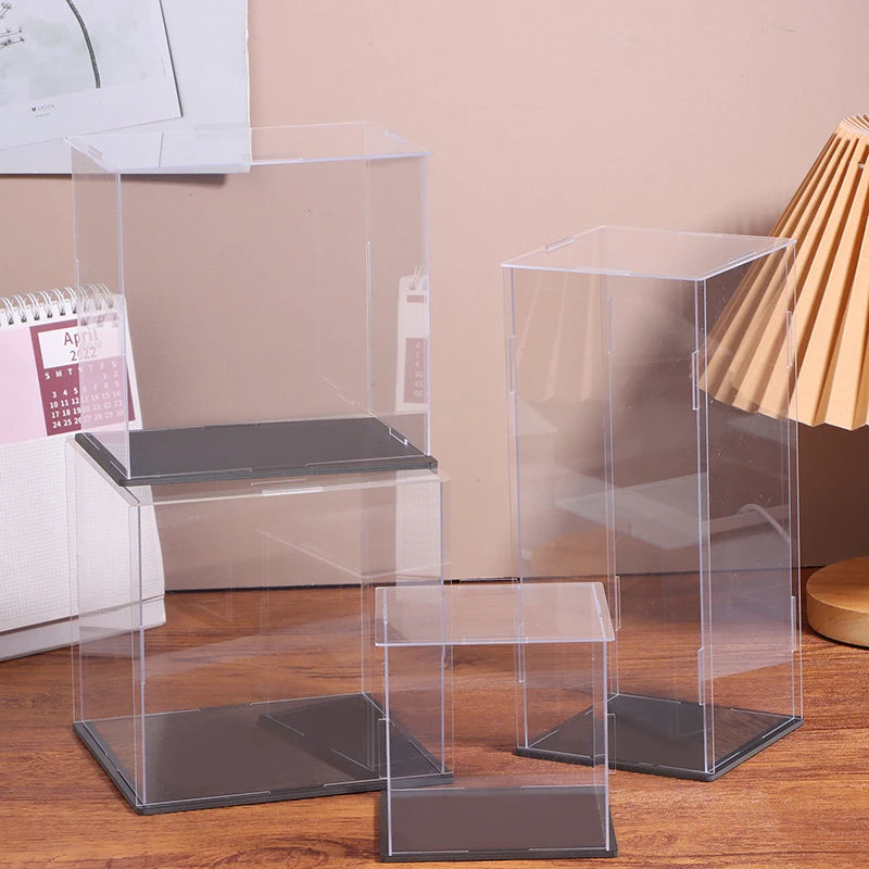boîte rangement transparente acrylique vitrine poupées jouets objets collection moderne