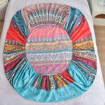 drap lit boho chic imprimé paisley motifs floraux rouge bleu orange jaune blanc double