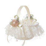 panier dentelle tulle rubans satinés fleurs artificielles romantique champêtre mariage demoiselle honneur deco table