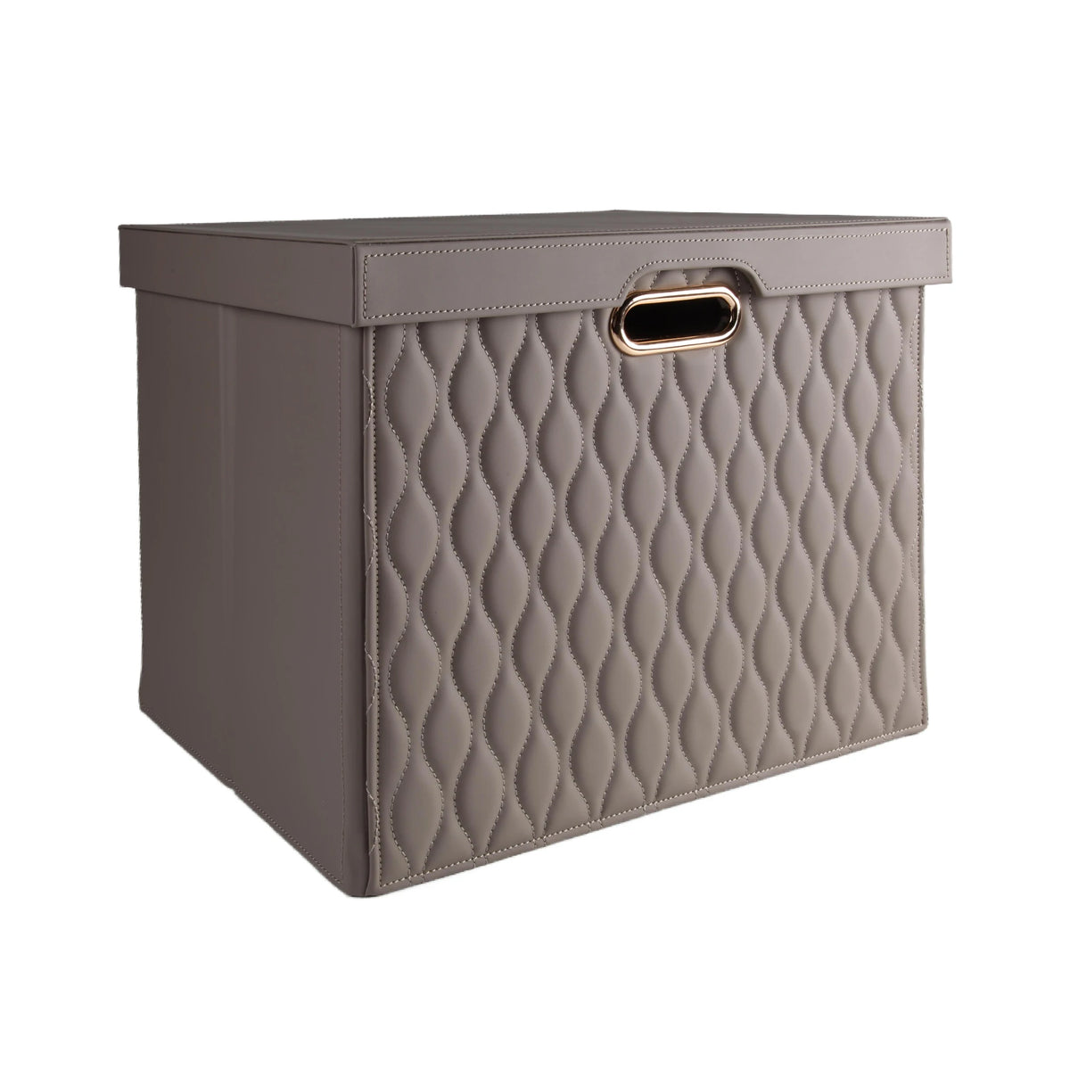 boîte rangement cuir matelassé poignées métalliques chambre moderne