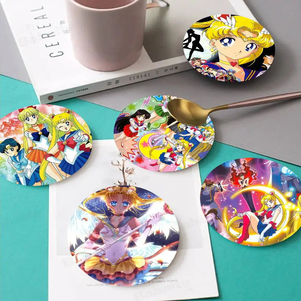 sous verres bois animes personnages féminins multicolores moderne opacité résistance chaleur hygiène table