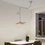suspension lumineuse argentée moderne nervures câble suspendu chambre salon led minimaliste