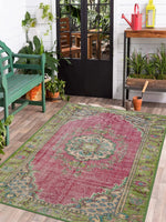 tapis rose ornements floraux motifs géométriques vintage ethnique 80x120cm