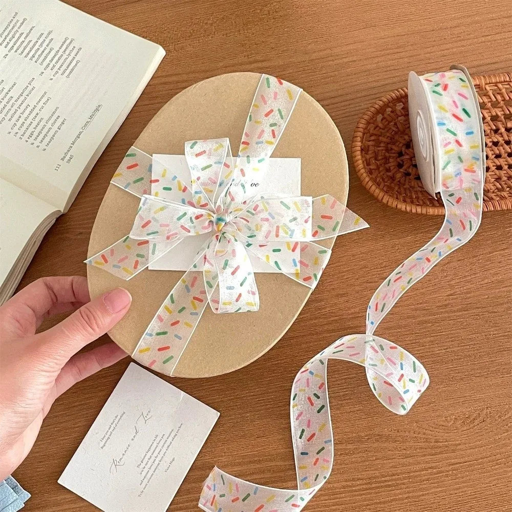 ruban d'emballage coloré pois nœud papillon boîtes cadeaux polyester semi transparent minimaliste kawaii