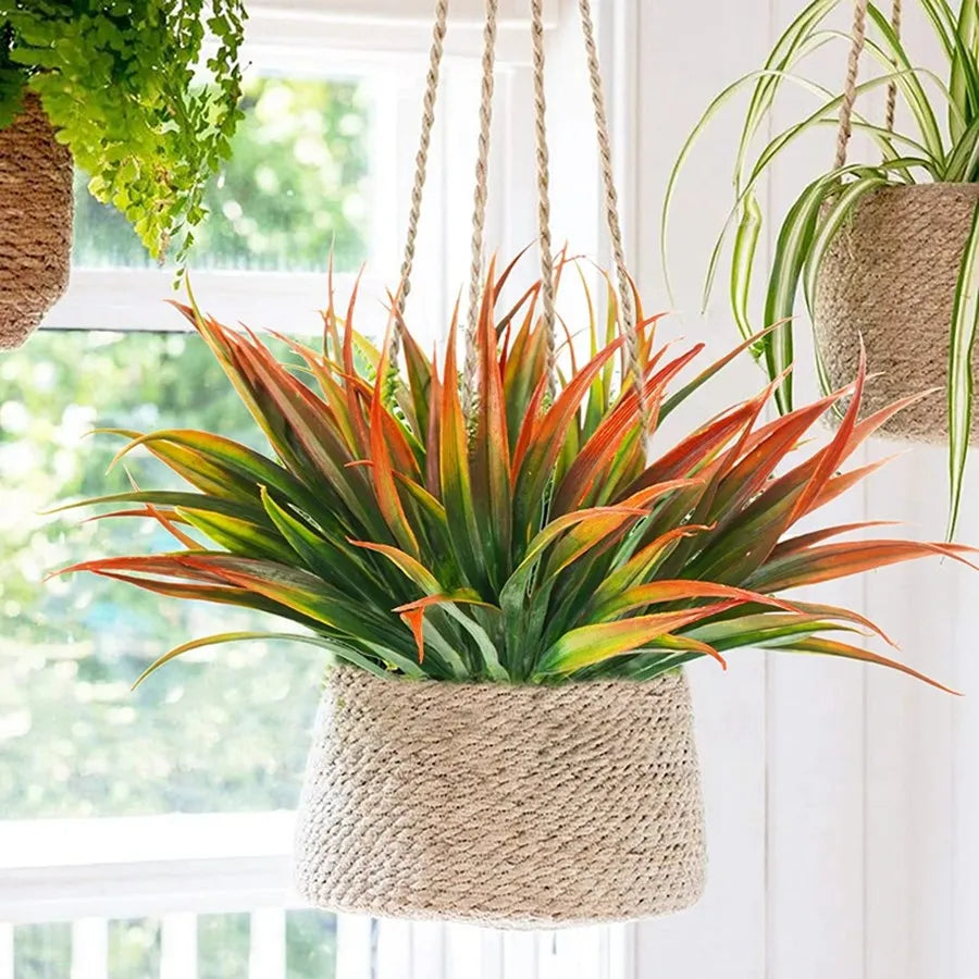 plantes artificielles herbe feuilles colorées moderne décor extérieur pot corde suspension festive mariage
