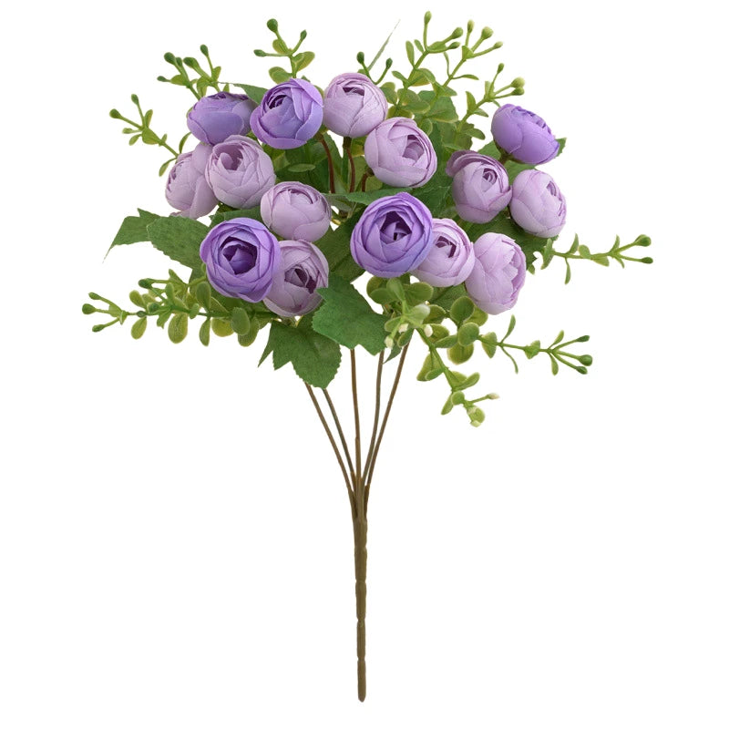 bouquet fleurs artificielles roses simples modernes blanc rose orange violet jaune bleu intérieur mariage