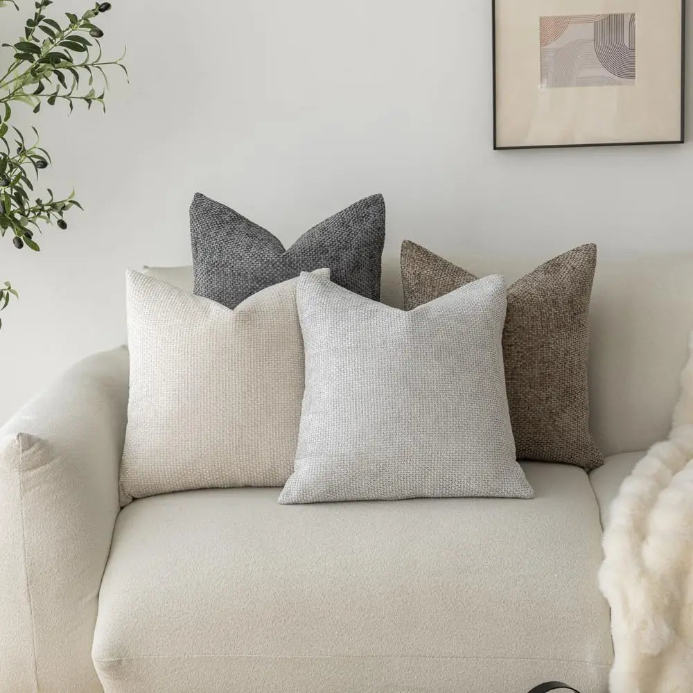 housses coussin décoratives polyester beige gris contemporaines simples maison neutres