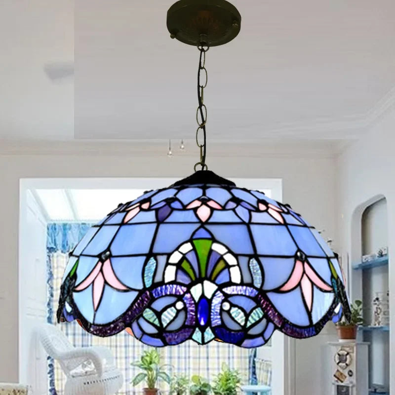 lampe suspendue art deco multicolore motifs floraux ampoule e27 anneaux métalliques chambre salon étude