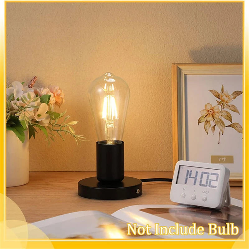 lampe table moderne base métal noir interrupteur câble prise us