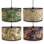 abat jour vintage bambou imprimé floral boho chic décoration maison art déco