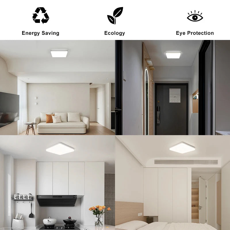 plafonniers led carrés moderne blancs éclairage neutre minimaliste 16w 34w chambre salon