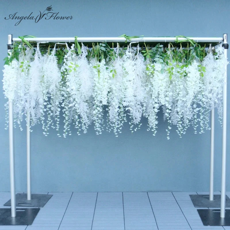 rideau végétal soie blanc vert fleurs artificielles feuilles clips moderne décorationextérieur mariage anniversaire