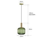 suspension lumineuse or vert gris moderne rayures horizontales opacité câble noir 13cm 20cm 30cm