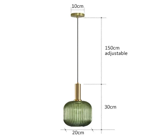 suspension lumineuse or vert gris moderne rayures horizontales opacité câble noir 13cm 20cm 30cm