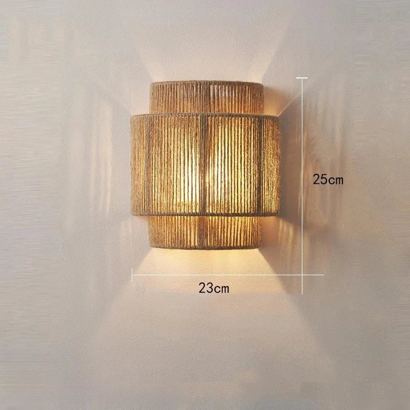 lampes murales bohèmes rustiques fibre naturelle semi transparentes cuisine salle manger