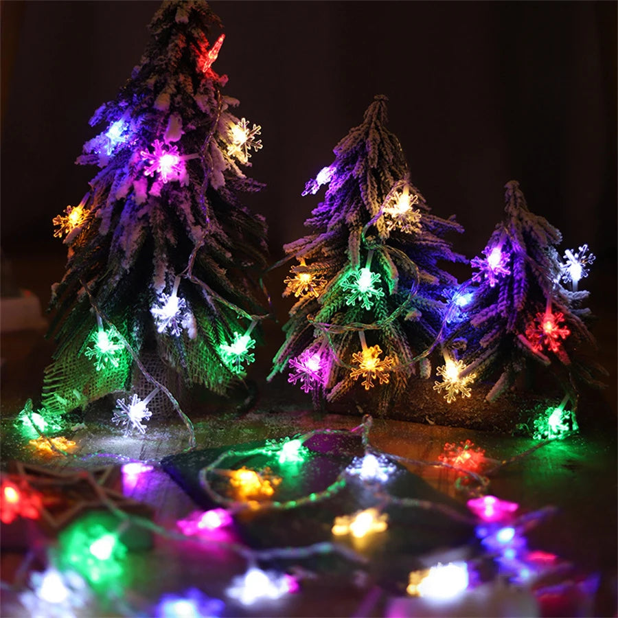 guirlande lumineuse flocons neige blanc multicolore clips festif anniversaire noel mariage valentin