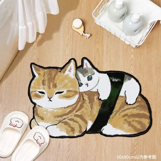 tapis sol antidérapant absorbant dessin animé chats polyestère doux confortableintérieurextérieur