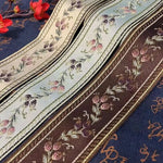 ruban brodé fleur bleu marine beige marron opacité élégant accessoire vestimentaire rideau polyester coton