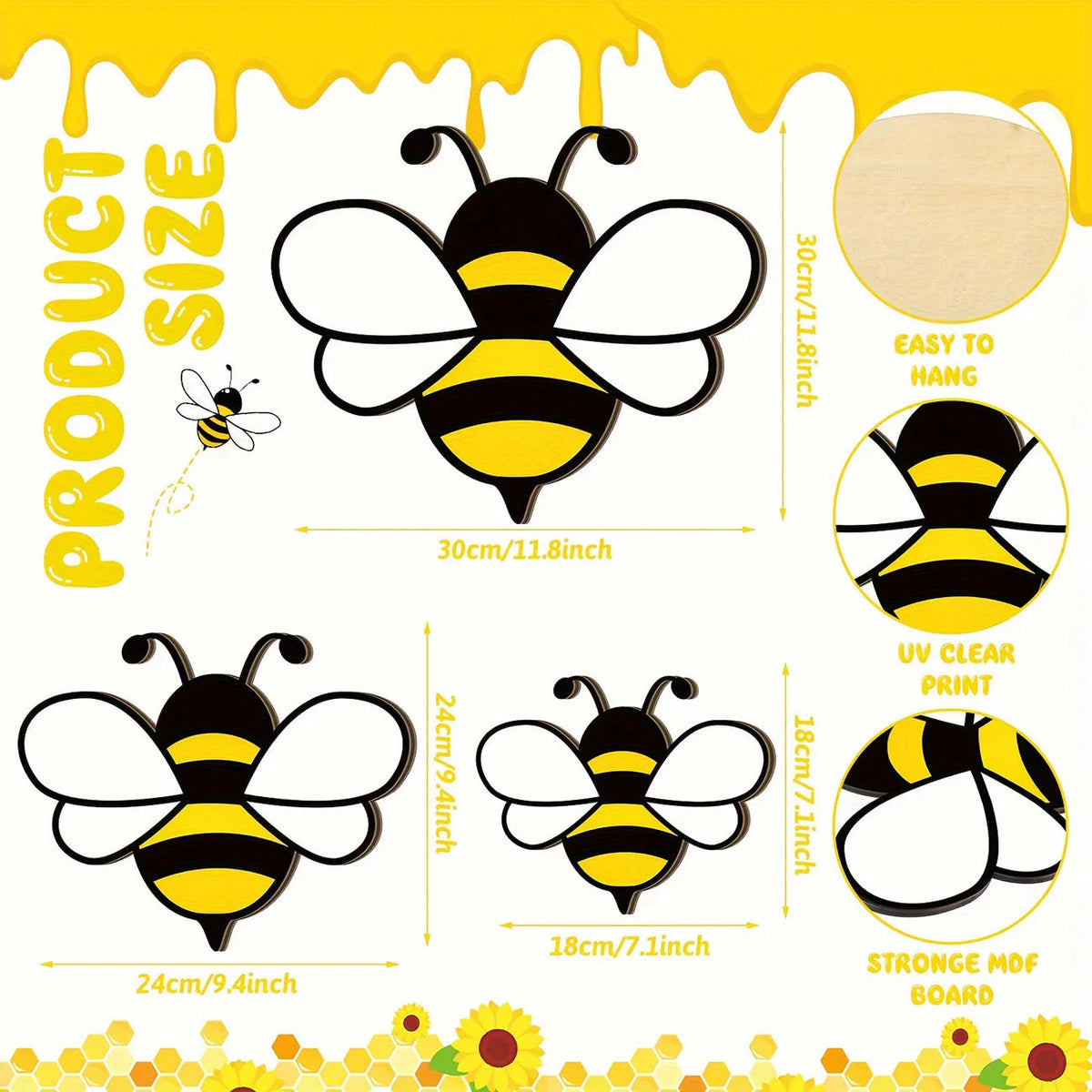 décoration murale abeille bois moderne rayures noir blanche jaune adhésif chambre enfant minimaliste