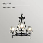 lustre moderne industriel verre taillé noir transparent suspension led abat jour cristal k9