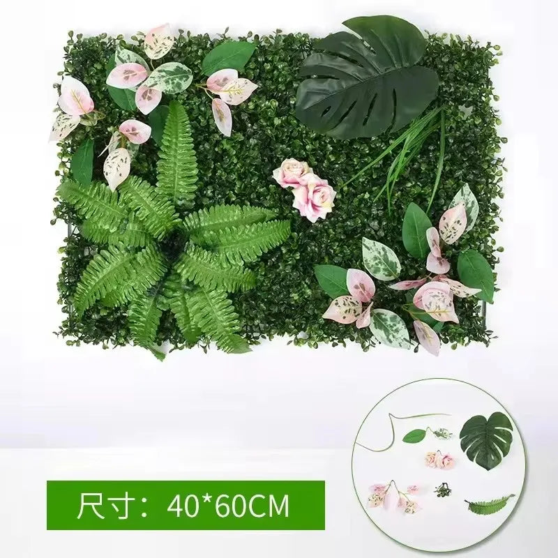 plantes artificielles murales herbe feuilles fleurs vertes decoration exterieur naturelle accrochable 40x60cm