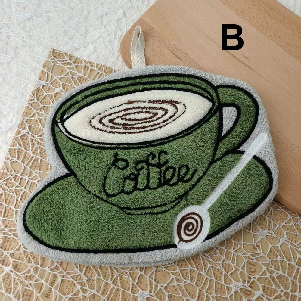 poignées cuisine décoratives motifs tasses cafetière bleu beige marron blanc opaques
