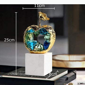 sculpture moderne or fruit marbre transparent poire pomme décoration intérieure contemporain