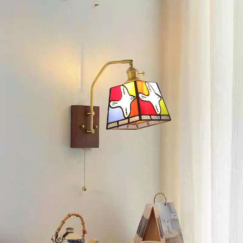 lampe suspendue multicolore stained glass chien art deco salon chambre étude