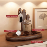 support rangement multifonctionnel bois naturel moderne porte bijoux cosmétiques marron clair sans fixation visible