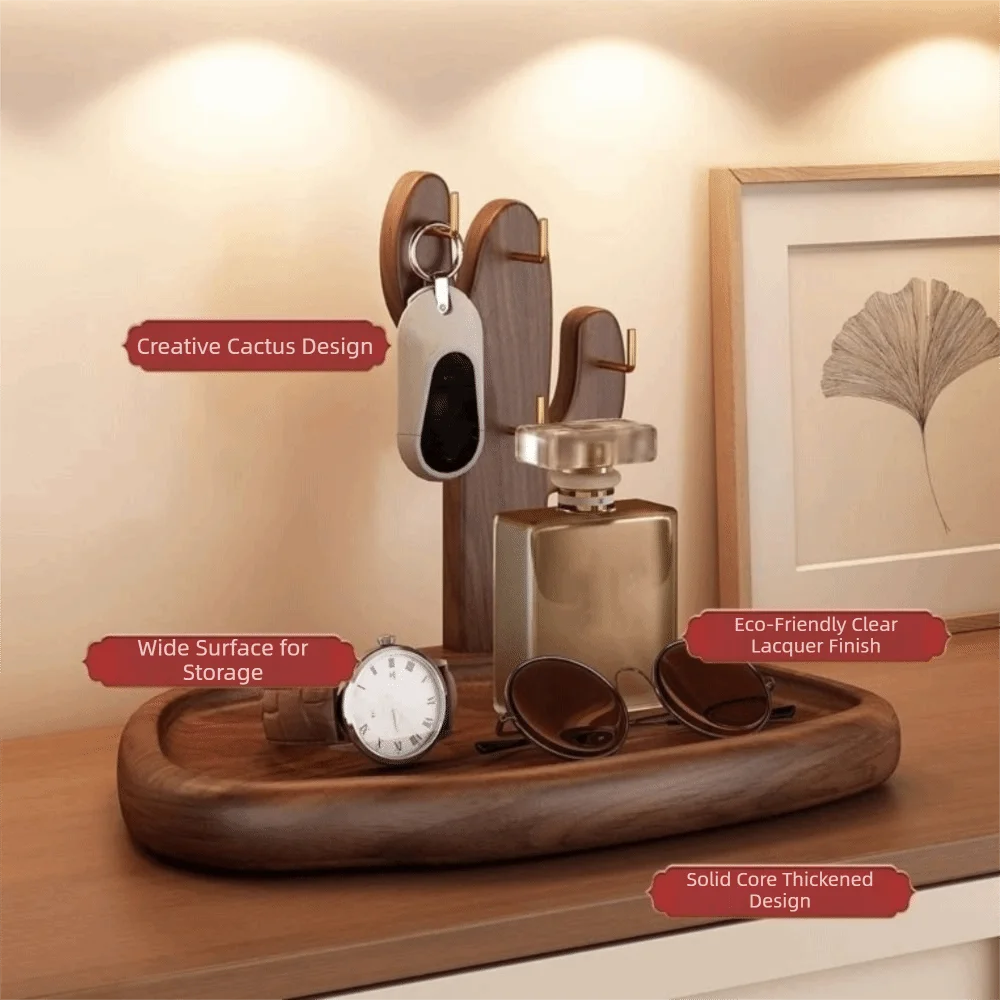 support rangement multifonctionnel bois naturel moderne porte bijoux cosmétiques marron clair sans fixation visible