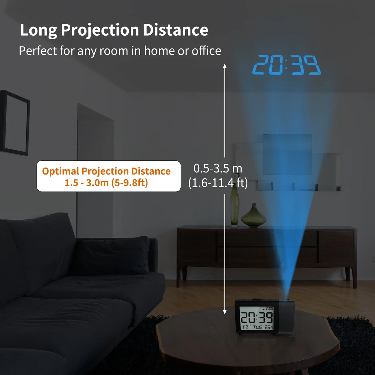 réveil numérique projection horloge table lcd moderne projection affichage date temperature