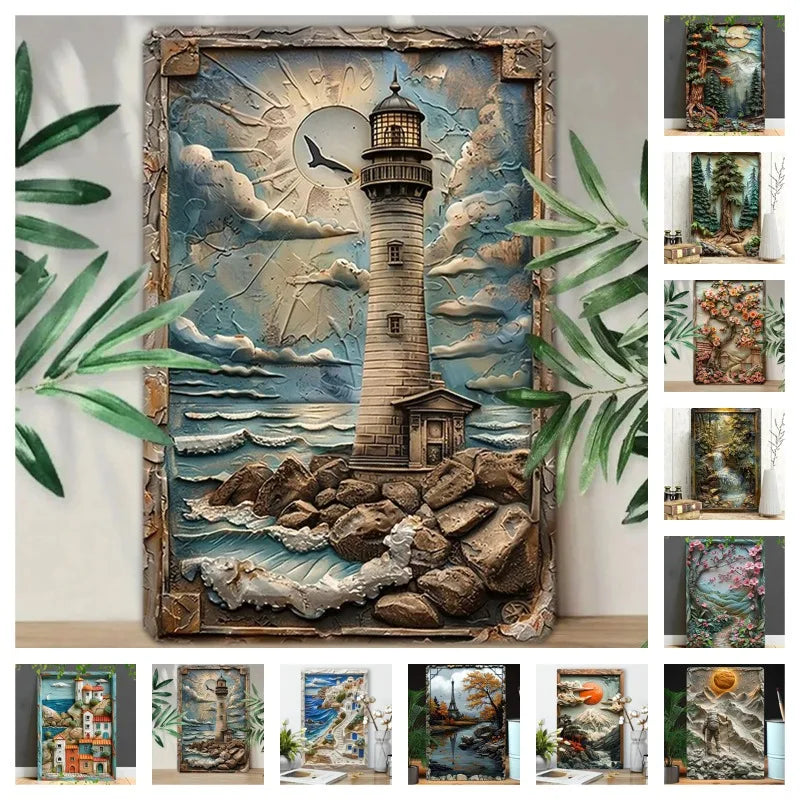 plaque murale aluminium paysage nature décor maison jardin extérieur réaliste