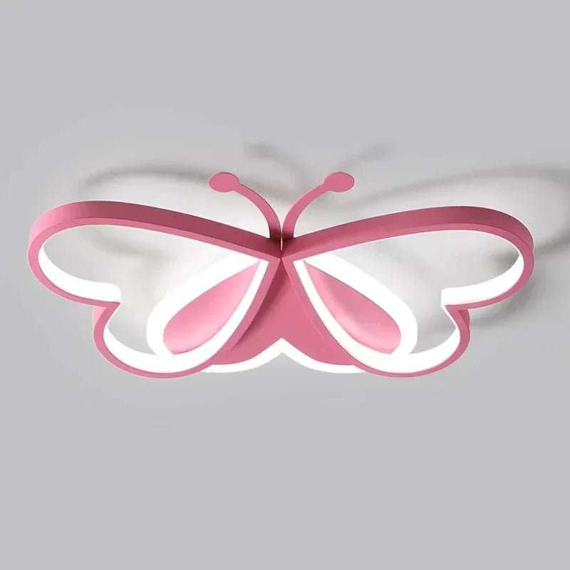 lampe moderne bleu rose papillon stylisé chambre enfant éclairage quotidien télécommande surface opaque