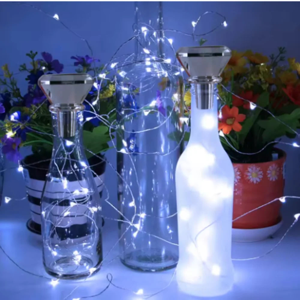 guirlandes lumineuses solaires bouteilles décoratives led multicolore extérieures festives jardin bar