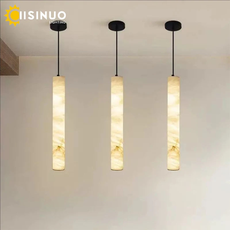 lampe suspendue moderne marbre blanc beige luminaire salon chambre salle bain