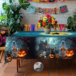 nappe halloween citrouille fantôme bleu noir orange réutilisable imperméable machine festiveextérieur table mariage