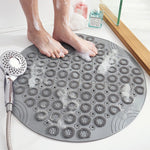 tapis bain circulaire texturé motifs floraux bleu rose moderne adhésif salle bain douceur antidérapant