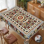 nappes bohèmes imprimées motifs floraux bordures festonnées tables rondes rectangulaires printemps été decoration maison