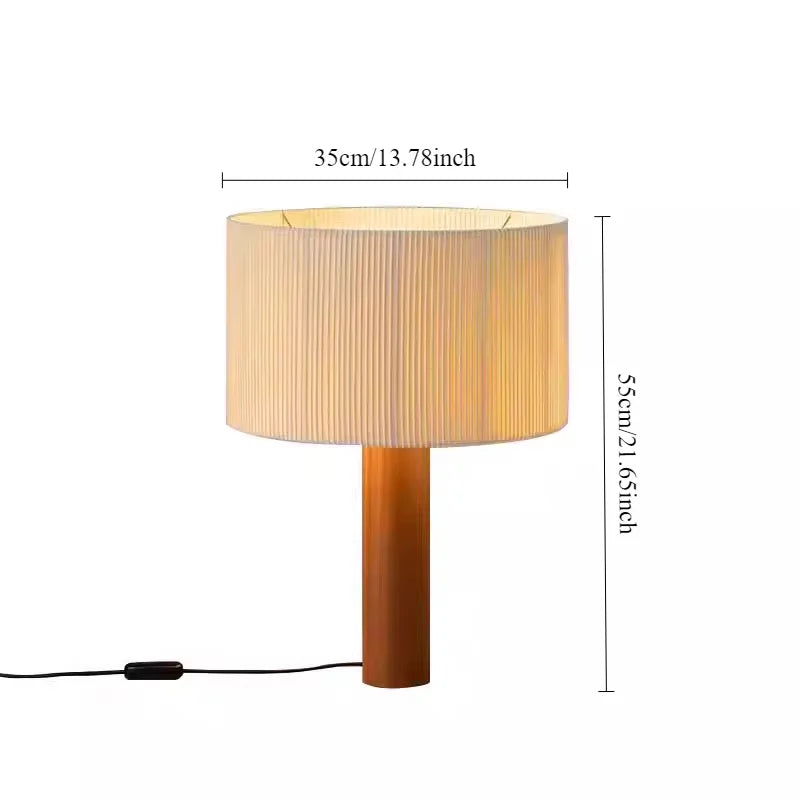 lampe table moderne or bois plissée sans grille opaques led 3000k 6000k