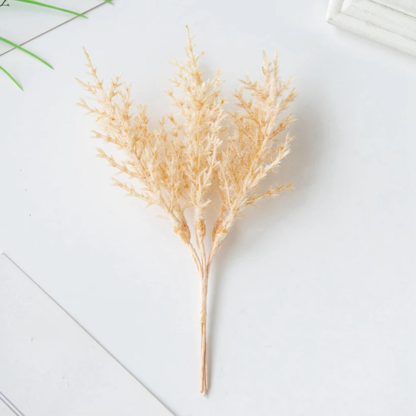 plumes séchées décoratives dorées argentées blanches rose pâle gris mariage fête maison rustique