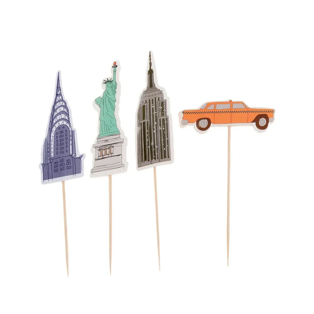 décorations cupcakes brochettes bâtiments york statue liberté taxi jaune anniversaire fête mariage