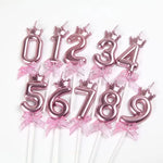 bougies numeriques rose couronne ruban brillant pique decoration anniversaire festif chiffres princesse