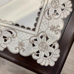 nappe table rectangulaire polyester brodé fleurs classique imperméable réutilisable blanc rose vert beige