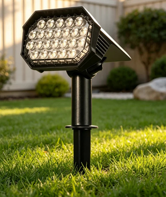 projecteur solaire moderne noir fixé piquet éclairage extérieur jardin led abs matériaux